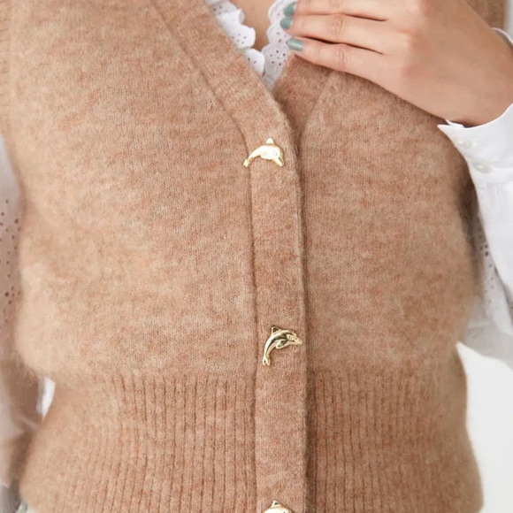 & Other Stories Sweaters - Soft Camel Knit Button-Front Women’s Sweater Vest from & Other Stories